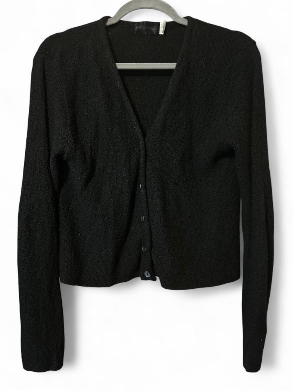 Black Women's V-Neck Button Cardigan Sweater